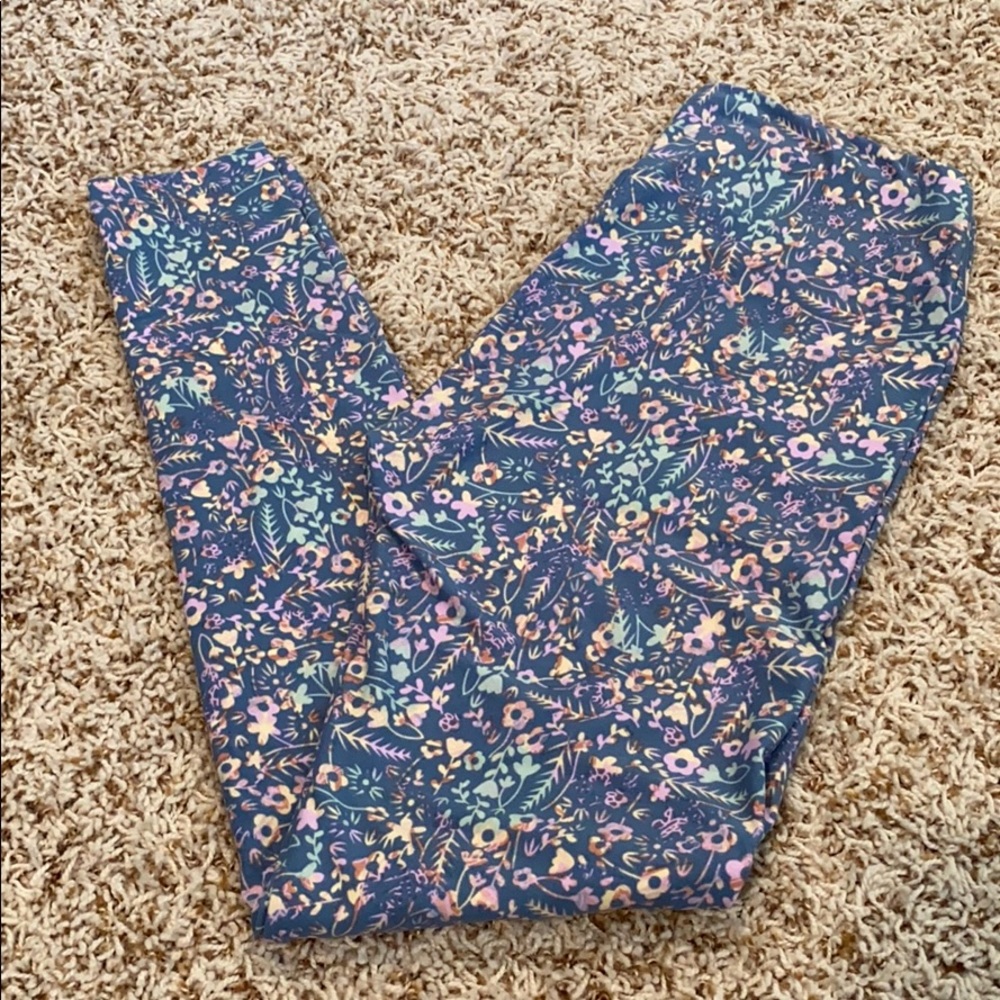 LLR Leggings OS - periwinkle Floral